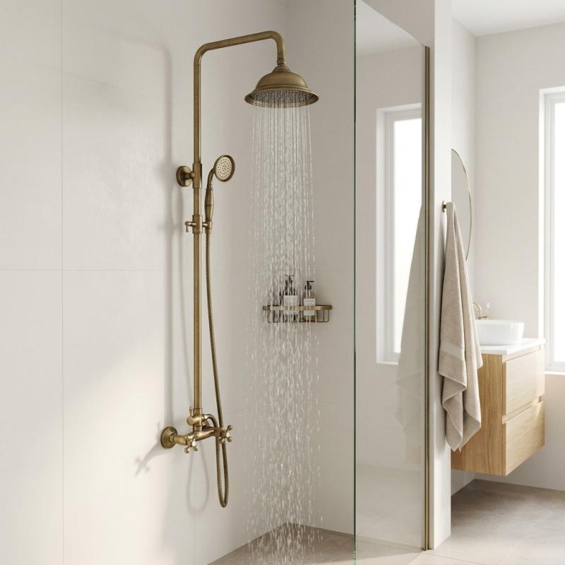 Aquanello Heritage Ascot Klassieke Doucheset Opbouw Douchekolom Brons BN-2003-HA